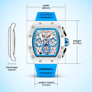 Sharol Milles Apex Luxury Blue Skeleton Watch - Image 2