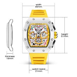 Sharol Milles Apex Luxury Yellow Skeleton Watch - Image 2