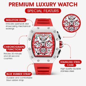 Sharol Milles Apex Luxury Red Skeleton Watch - Image 3