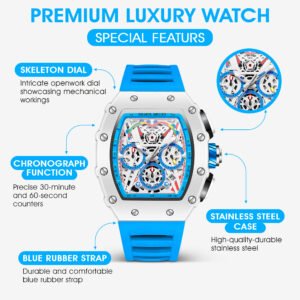 Sharol Milles Apex Luxury Blue Skeleton Watch - Image 3