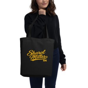 Sharol Milles Organic Cotton Tote Bag – Black Reusable Eco Bag - Image 3