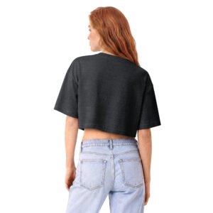 Sharol Milles Coffee Cats & Yoga Women’s Cropped T-Shirt – Black - Image 4